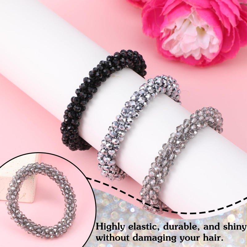 Yolev 3 PCS Rhinestone Hair Tie, Sparkly Ponytail Holders,fancy Glitter Hair Scrunchies Rhinestone Hairs Accessories for Women and Girls - Image 3
